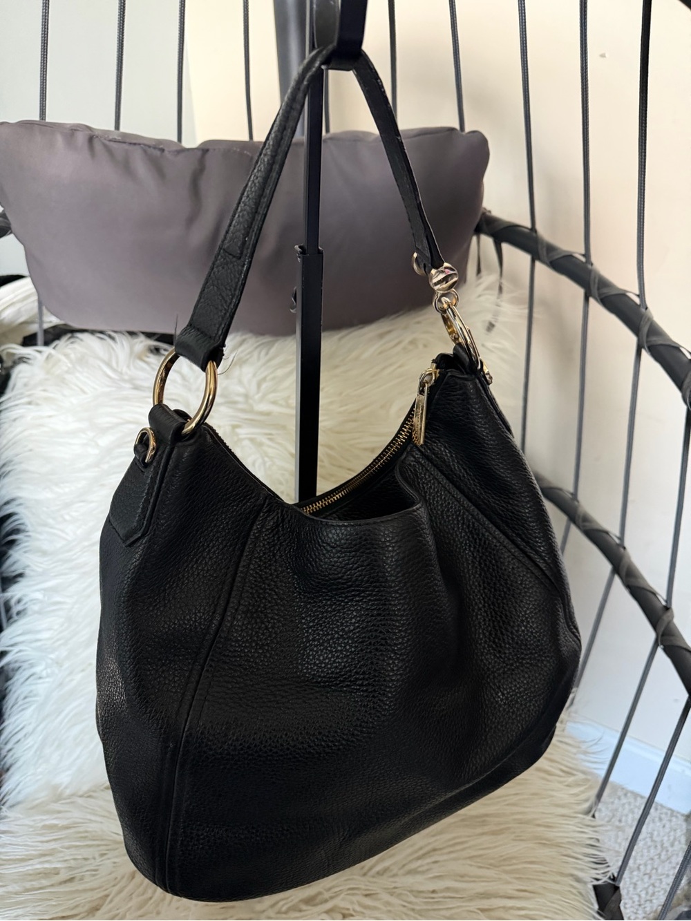 Michael Kors, Black Leather Hobo Shoulder Bag - Classic Women’s Handbag